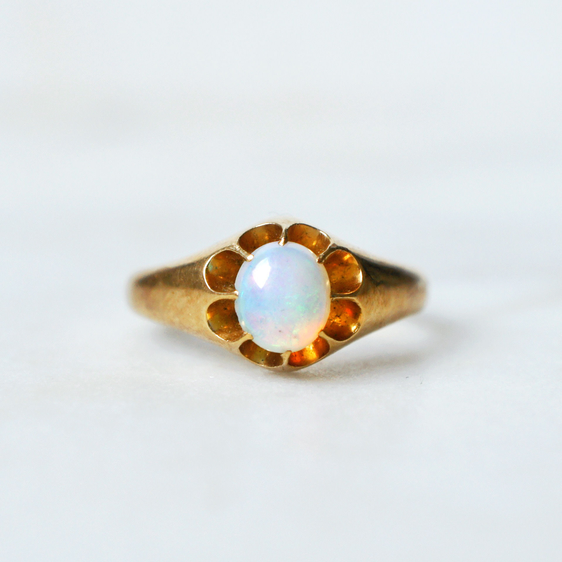 1882 Heavy Opal Buttercup Ring