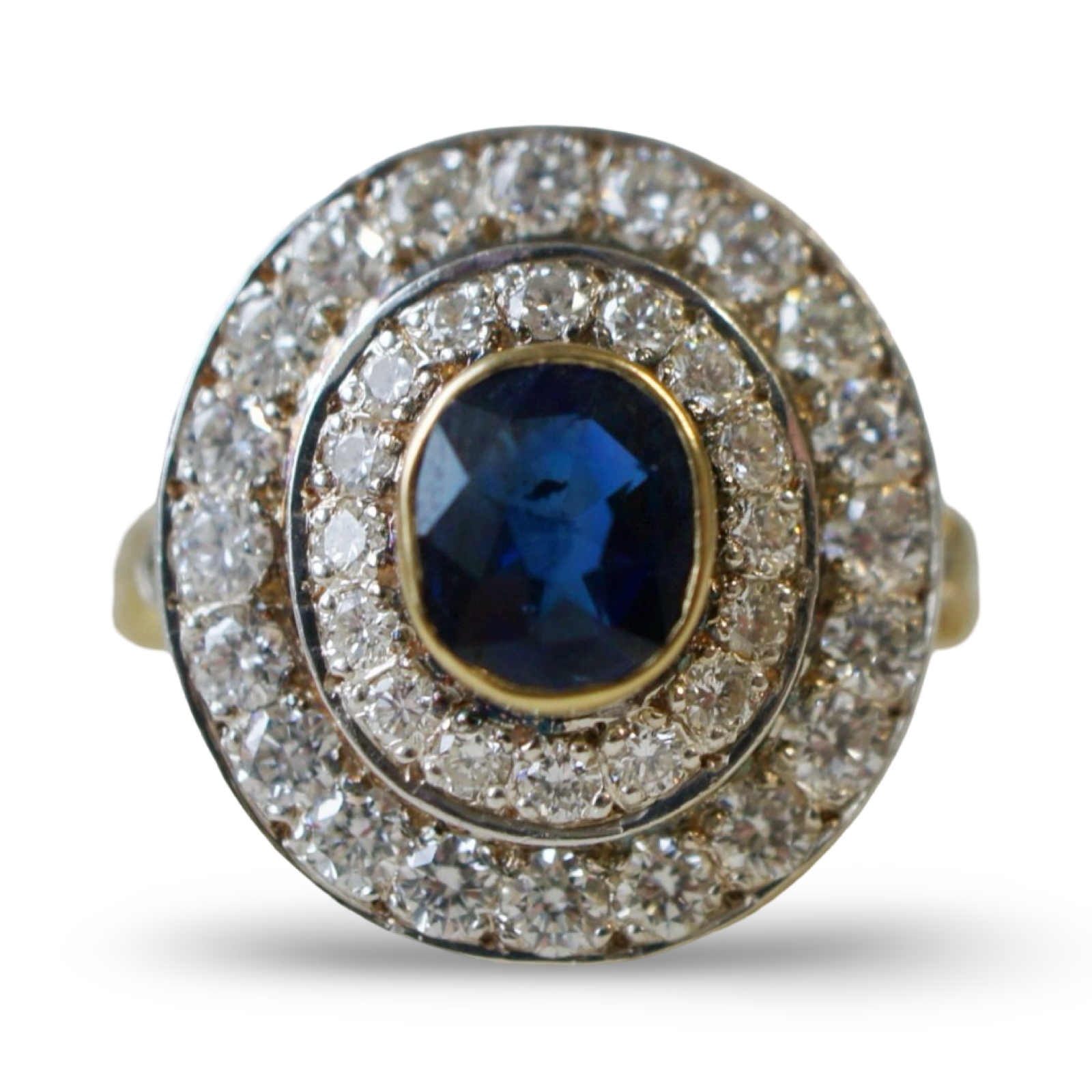 Impressive Sapphire & Diamond Double Halo Ring