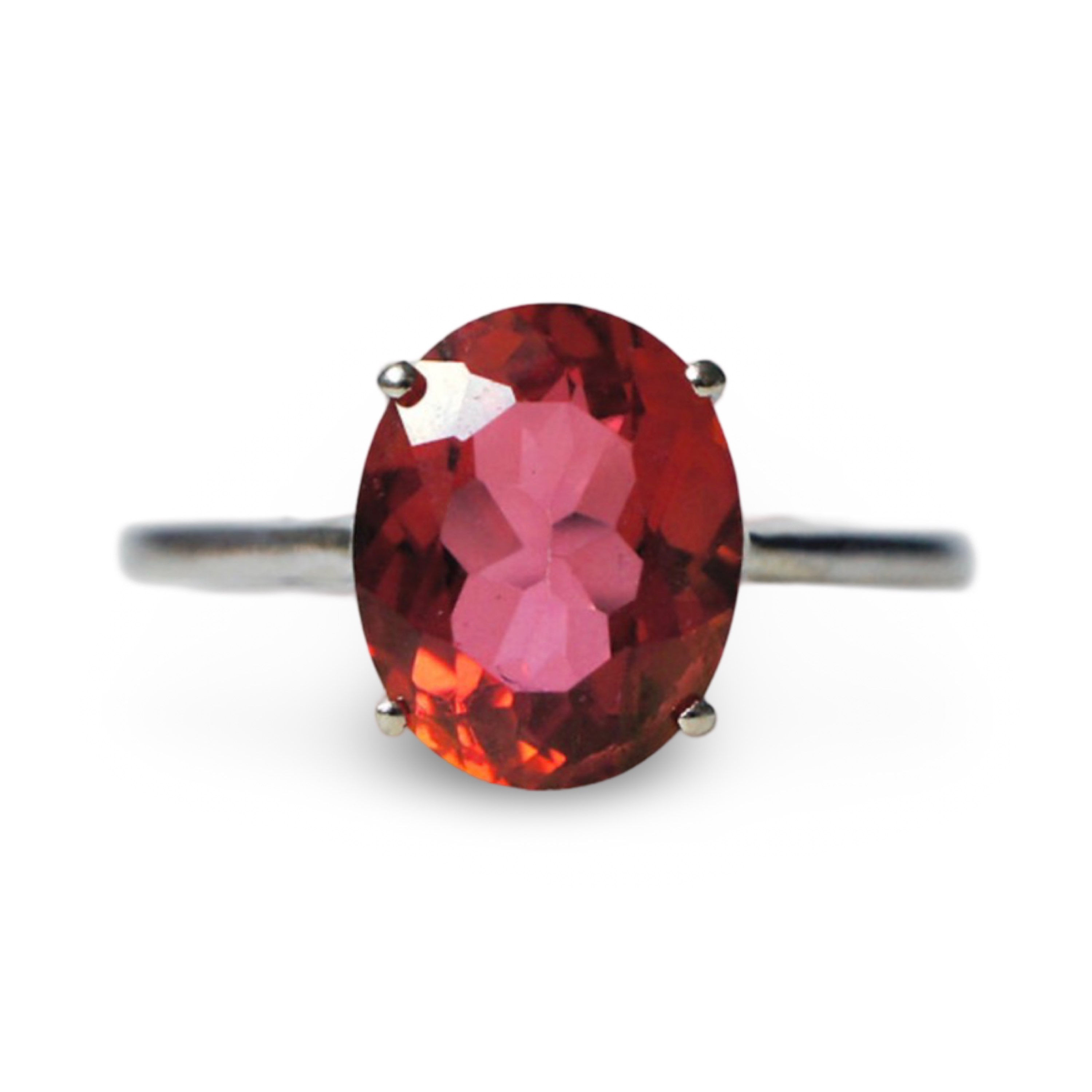 Vibrant Red Topaz Solitaire Ring
