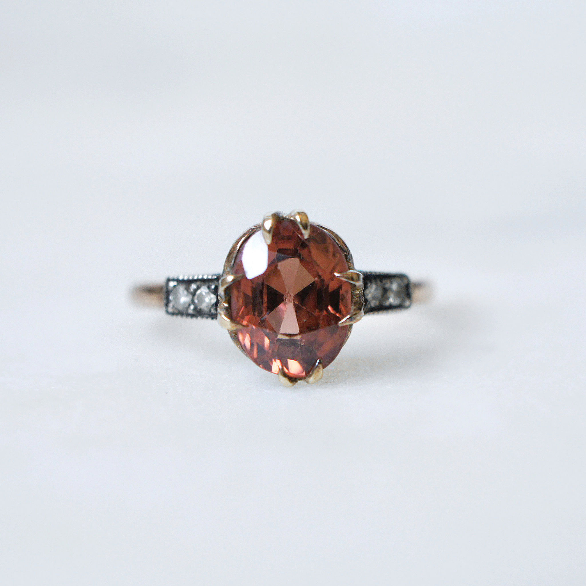 Antique Zircon and Diamond Ring