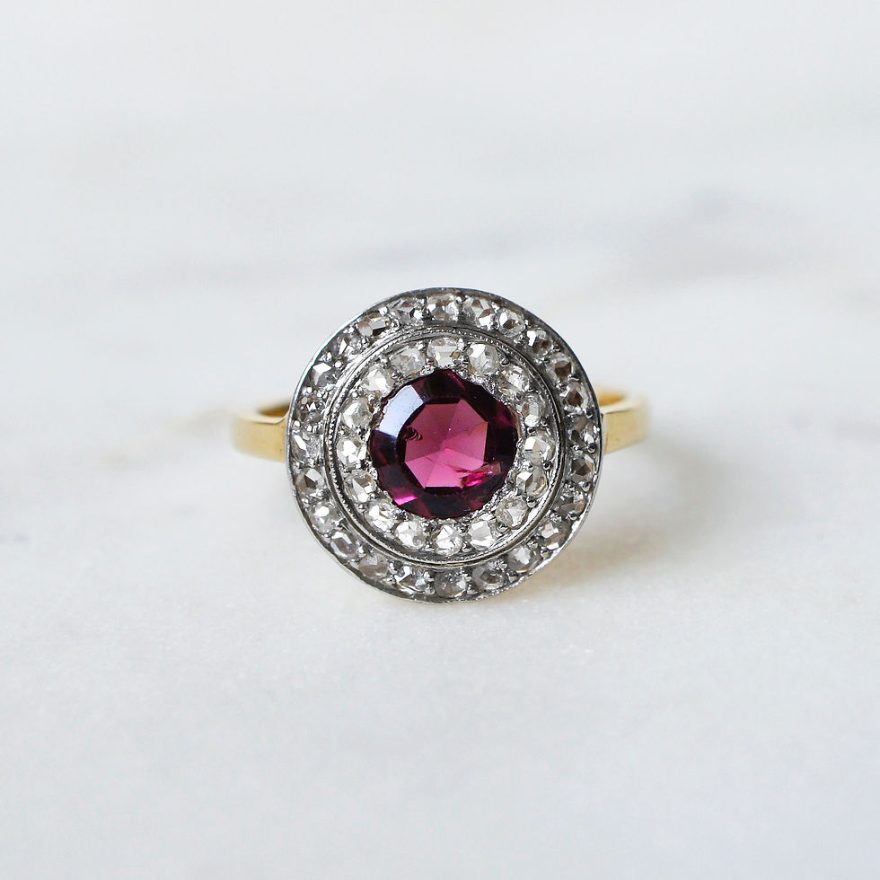 Antique Garnet Double Halo Ring