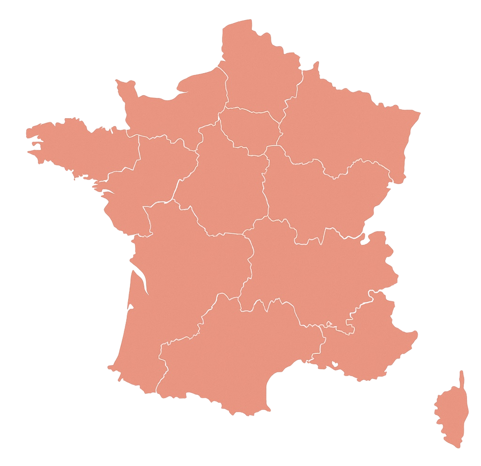 Carte de la France avec les délimitations des régions