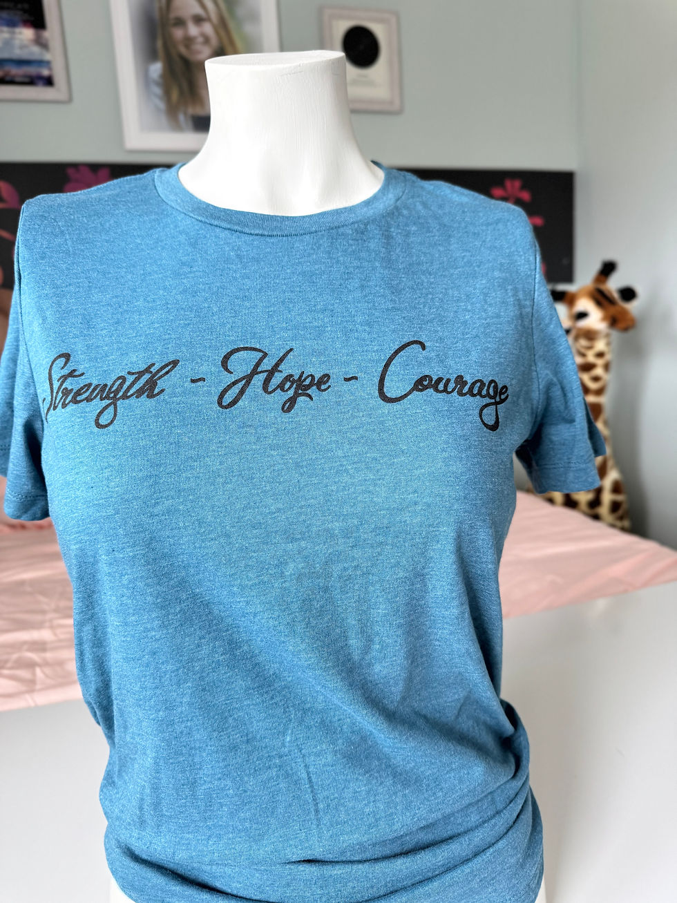Thumbnail: Strength ~ Hope ~ Courage. Bella + Canvas Heathered Deep Teal