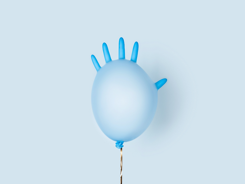 medical glove blown up as a balloon