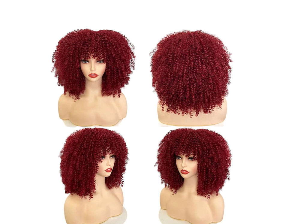 Thumbnail: Short Hair Afro Kinky Curly Synthetic Wigs With Bangs 