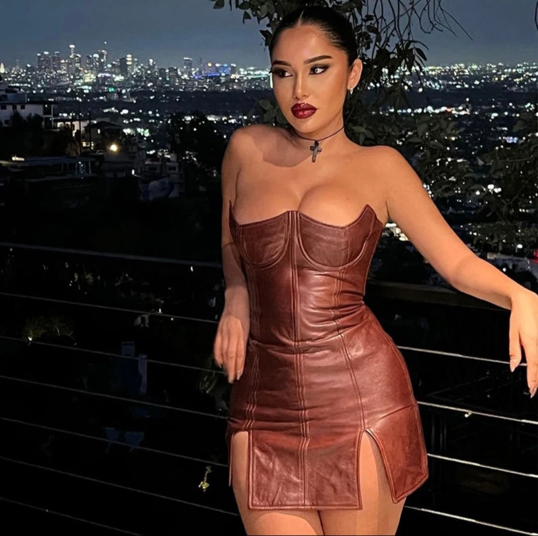 DeLa-Rizon PU Double/Slit Leather Dress