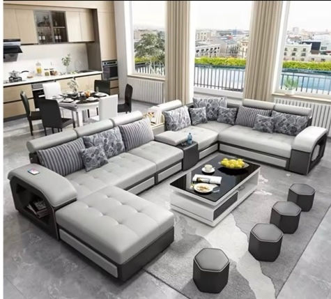 Thumbnail: NatureCares Home Luxury Leather Sofa Set with LED Lights 