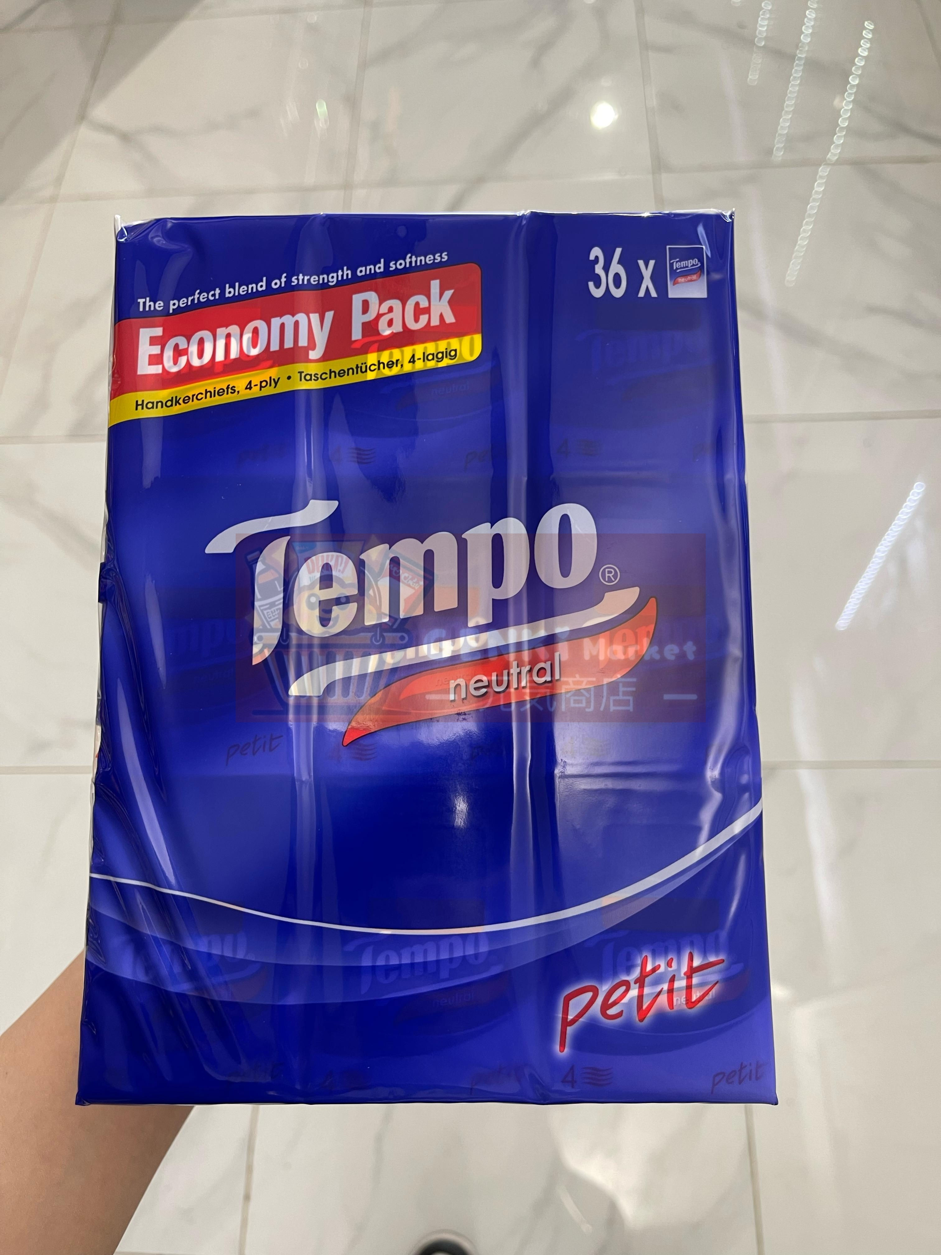 Tempo 4-ply Handkerchief Petite Netural 36 packs 得寶迷你紙手巾 4層36包裝