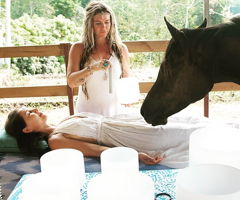 Spirit of the Horse Costa Rica offers Crystal Sound Bath with Horses (1hr)
Immerse yourself in a one-of-a-kind sound healing journey surrounded by the peaceful presence of horses. As Vici plays crystal singing bowls, the soothing vibrations invite deep relaxation while the horses share their calming, grounding energy.
Set in nature, this unique experience encourages stillness, inner balance, and a heartfelt connection with both yourself and these magnificent animals. (Punta Uva, near Puerto Viejo, Costa Rica)