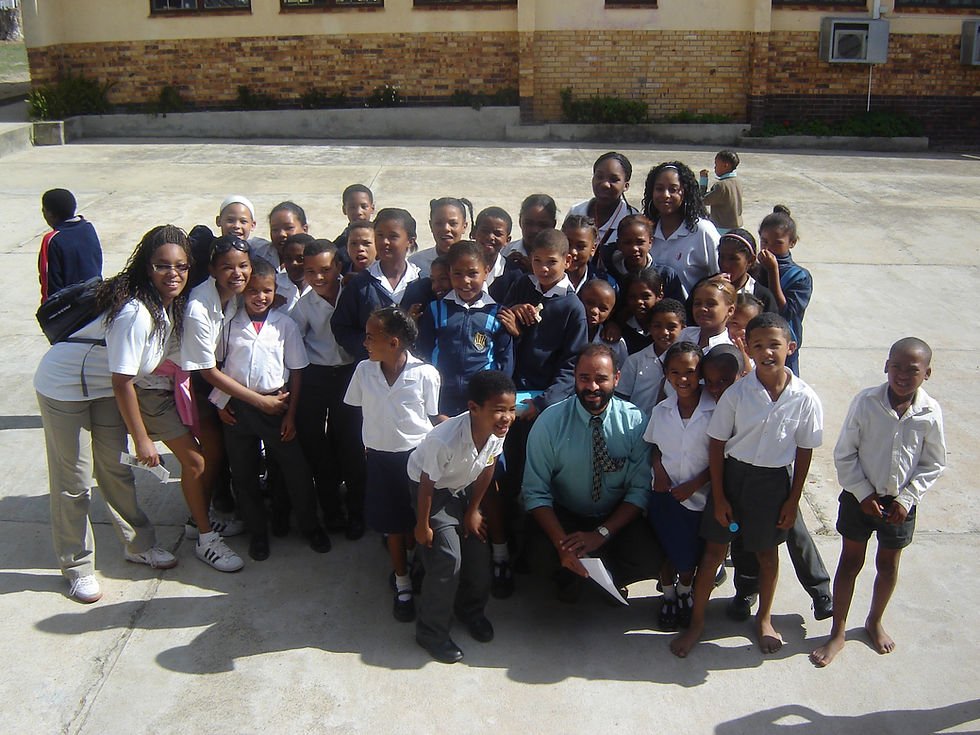 Hartford students visiting a school in South Africa.
