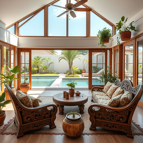 create me an indoor high quality image of a luxury holiday accomodation in a a coastal tow