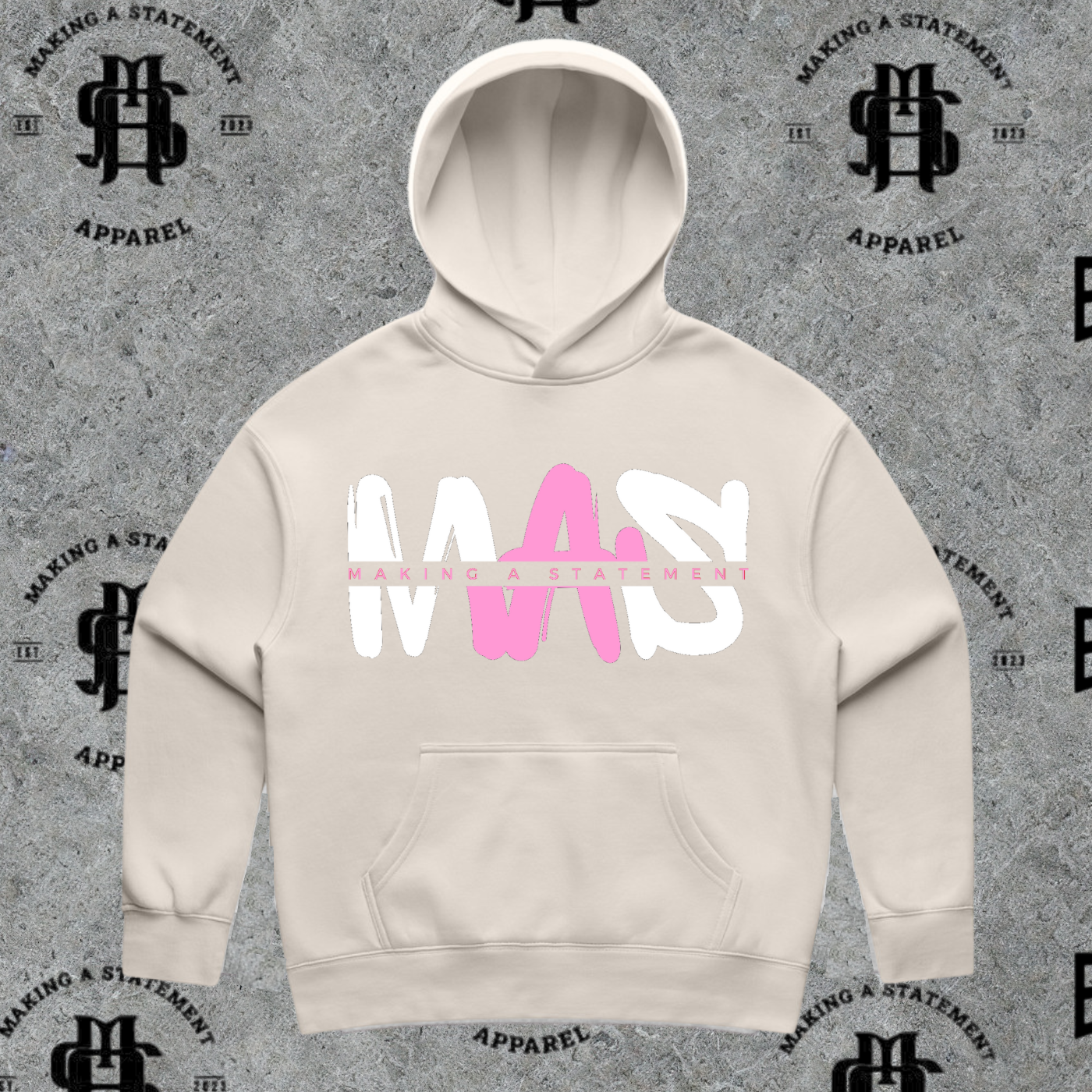 Woman's OG Logo Hoodie - Cream White/Pink Logo