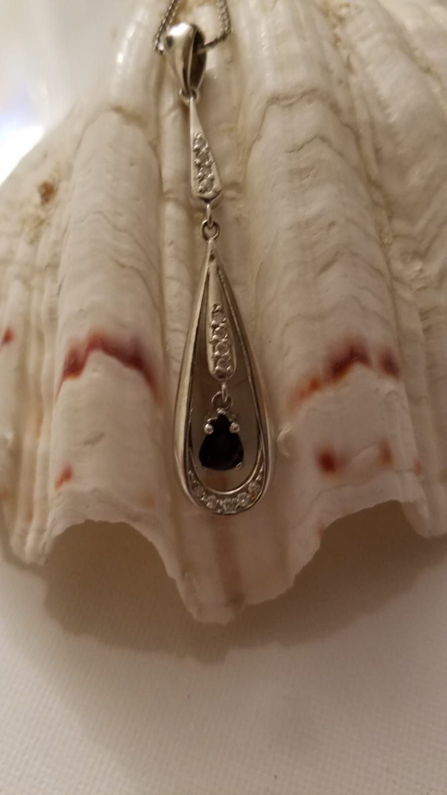 Thumbnail: white gold with real diamond and sapphire necklace and earrings