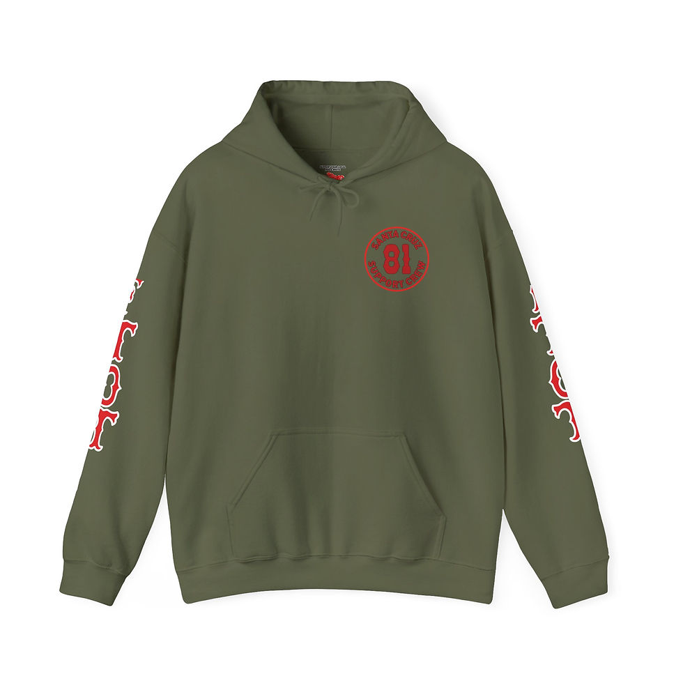 Thumbnail: Santa Cruz California Red & White Support Hooded Sweatshirt With Sleeve's.