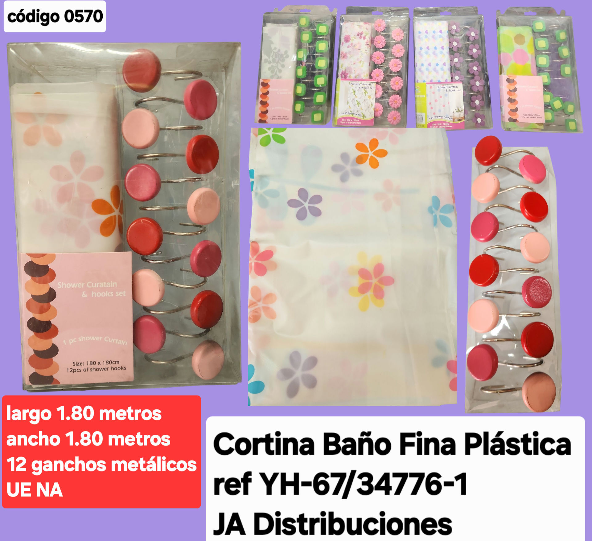 CORTINA BAÑO FINA PLÁSTICA YH-67 /34776-1 
