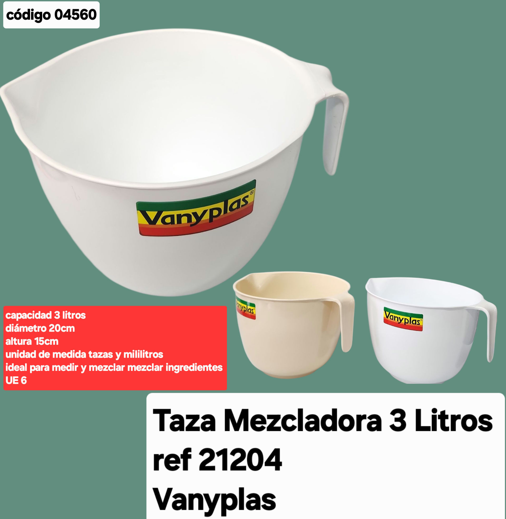 TAZA MEZCLADORA 3 LITROS 