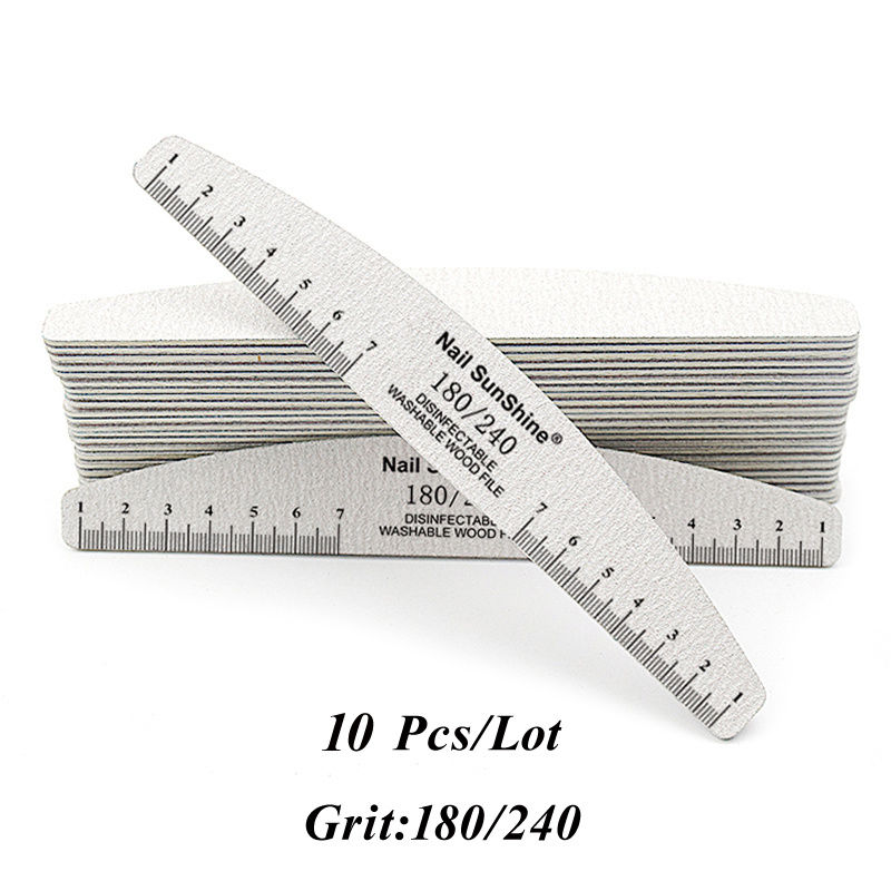 Thumbnail: 10pcs Nail Files & Buffers Set, Half-Moon Shape, Synthetic Paper Sandpaper, Non-