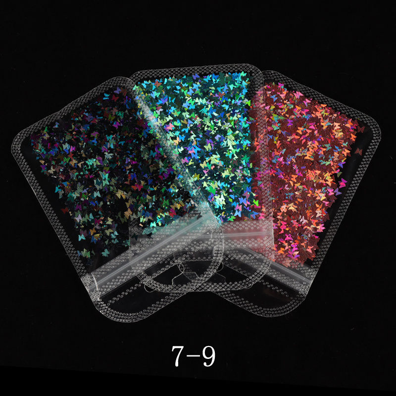Thumbnail: Holographic Butterfly Heart Nail Art Glitter Micro Laser Star Flakes 3D Sequins 