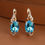 Thumbnail: [18K Gold Plated Earrings] 18K Gold Plated Blue Stone Stud Earrings | Trendy Rou
