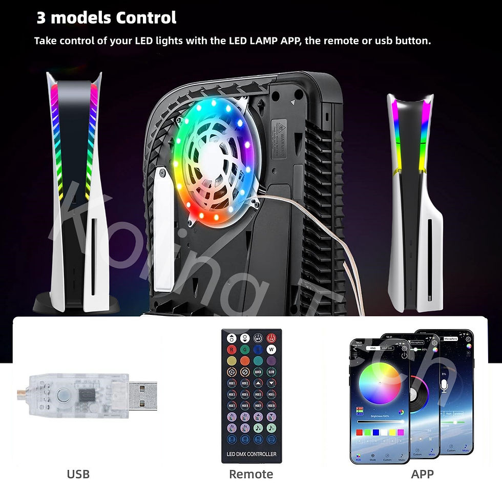 Thumbnail: Faceplate with RGB Light Strip for PS5 Slim Cooling Vents LED Light Ring Console