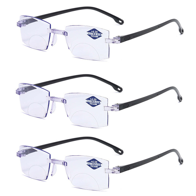 Thumbnail: New Diamond-cut Bifocal Progressive Reading Glasses Men Blue Light Blocking Mult