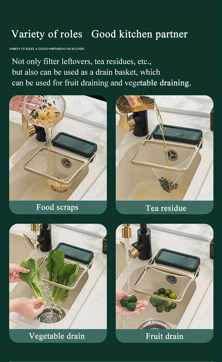 Thumbnail: Sink Filter Rack Kitchen Foldable Sink Strainer Mesh Bag Stand Waste Garbage Net