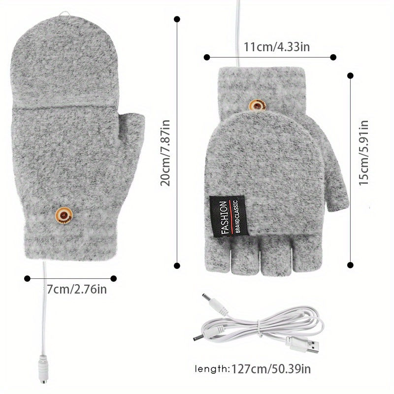 Thumbnail: [Heated Fingerless] USB Heating Gloves | Knitted Fingerless | Washable Design | 