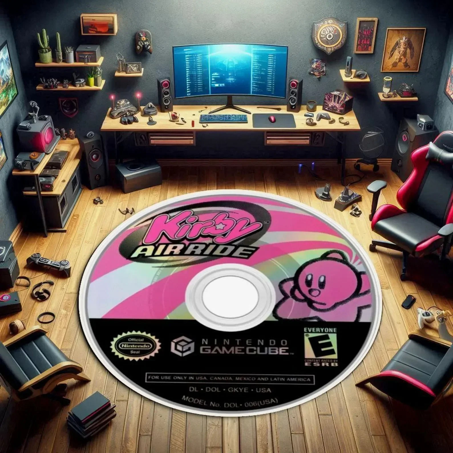 Game CD Round Rug Retro Gaming Room Decor 90s Gamer Rug Circular Floor Mat Uniqu