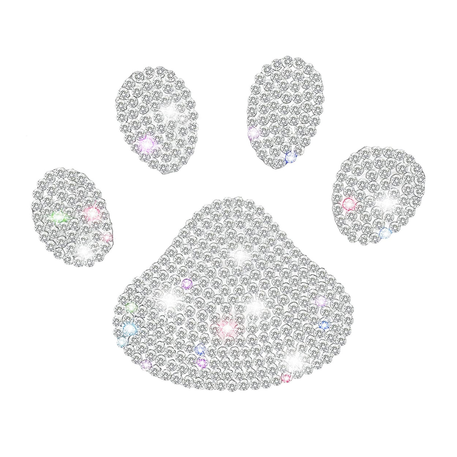 Sparkling Dog Paw Print Rhinestone Car Decal - Multicolor Glass Bling Sticker fo
