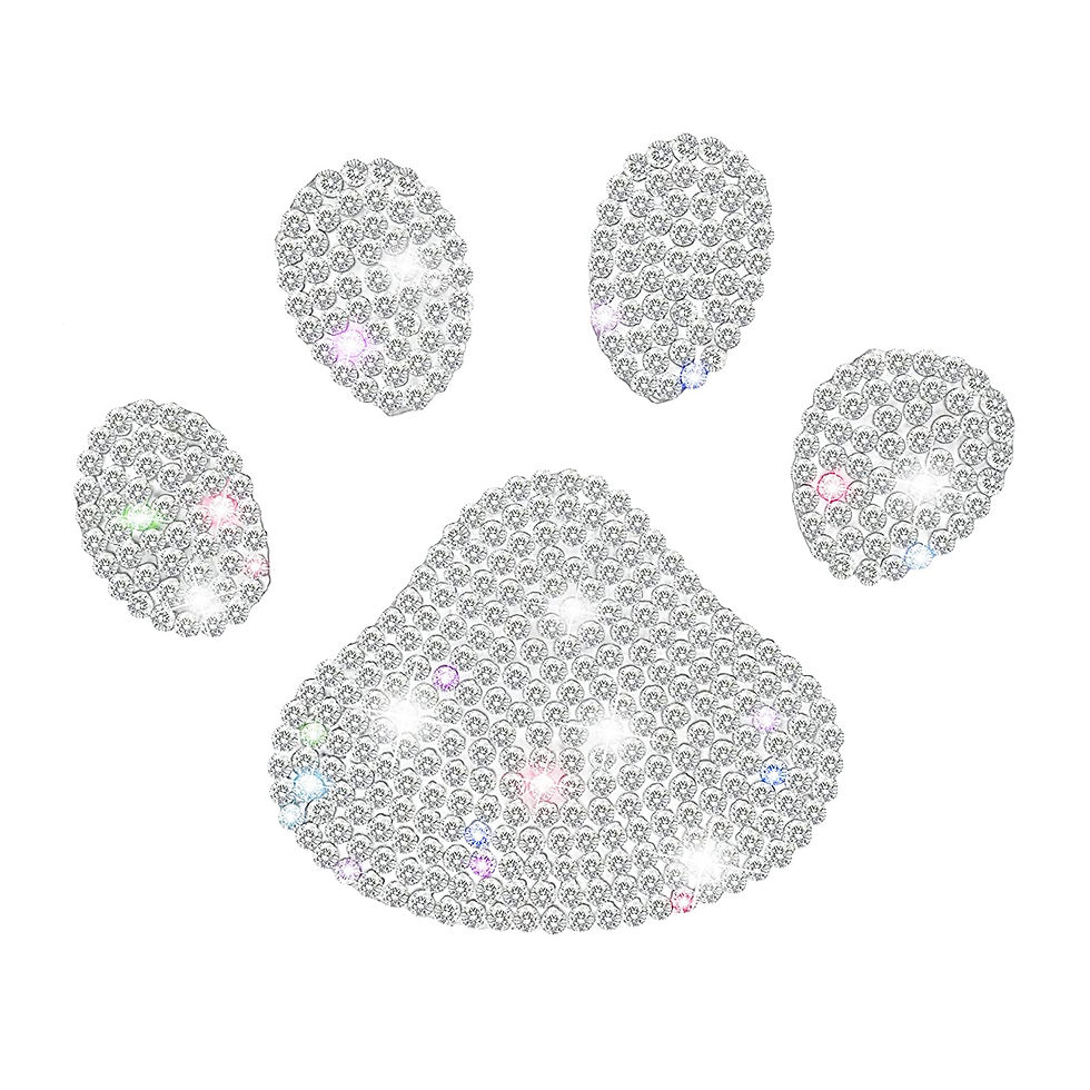 Thumbnail: Sparkling Dog Paw Print Rhinestone Car Decal - Multicolor Glass Bling Sticker fo