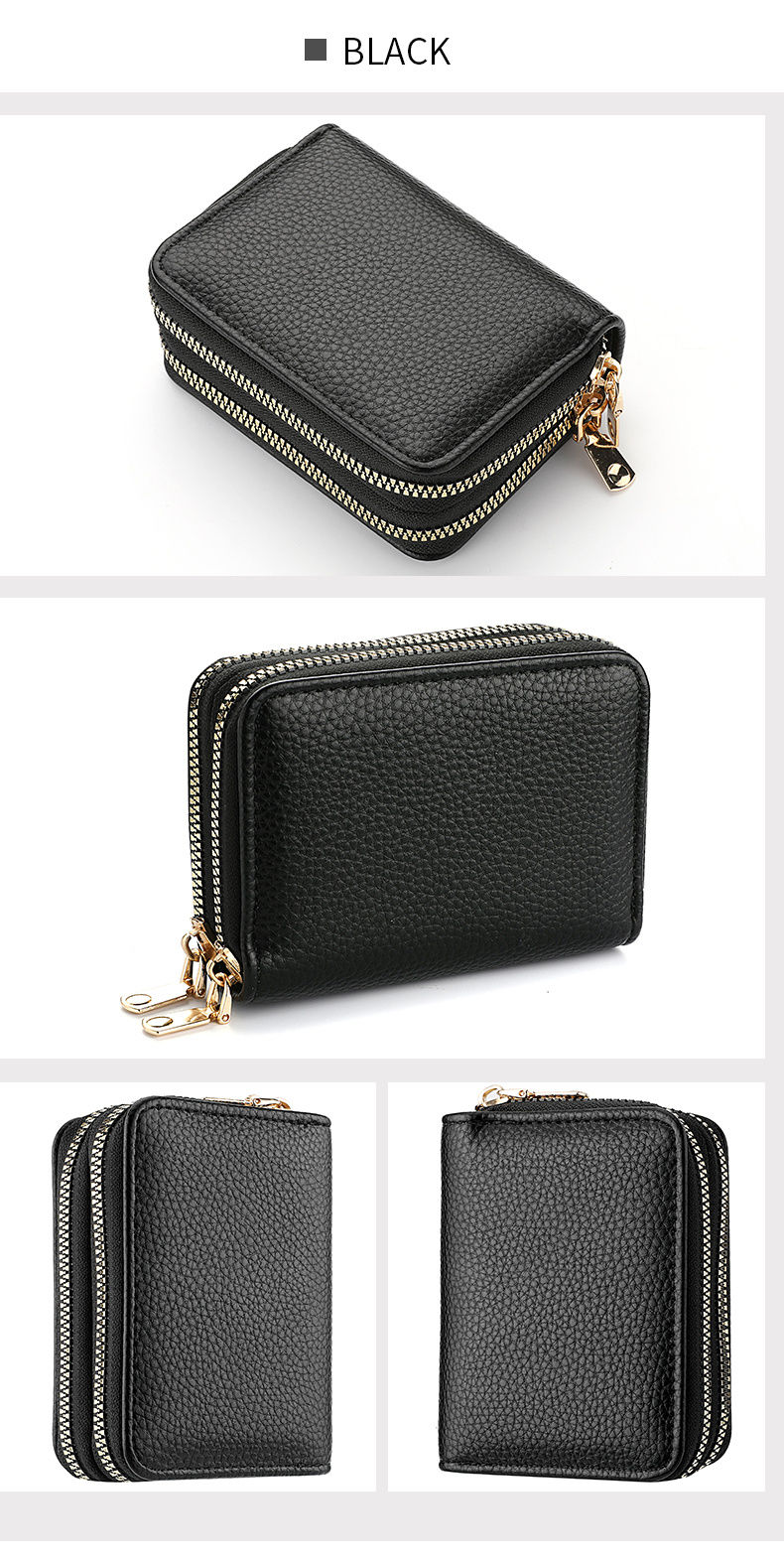 Thumbnail: Stylish Womens Double Zipper Wallet - Compact Short Card Holder with Large Capac