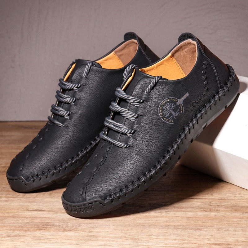 Thumbnail: Mens Casual Shoes Sneakers Men Leather Handmade Shoes Comfortable High Quality L