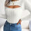 Thumbnail: Women'S Sexy Hollow-Out Knit Pullover Sweater, Long Sleeve Crew Neck, Skinny Fit
