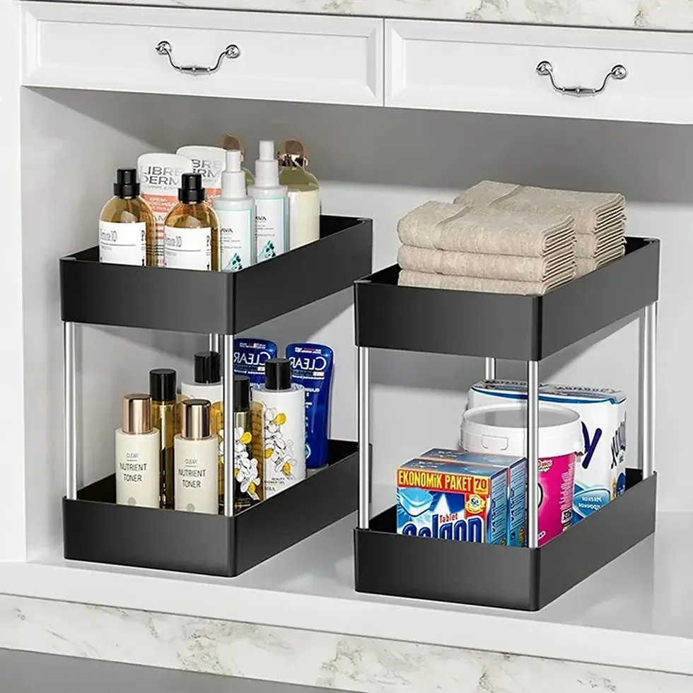 Thumbnail: 1/2 Pcs Under Sink Storage Organizer 2 Tier Drawer Multipurpose Rack Cabinet Und