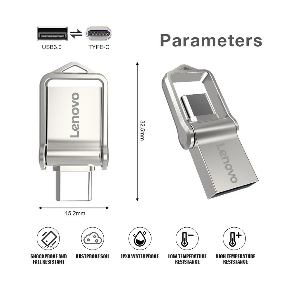 Thumbnail: Lenovo 2TB 1TB 512GB Type-c Metal Pendrive USB 3.0 130MB/s High Speed Hot Sale F