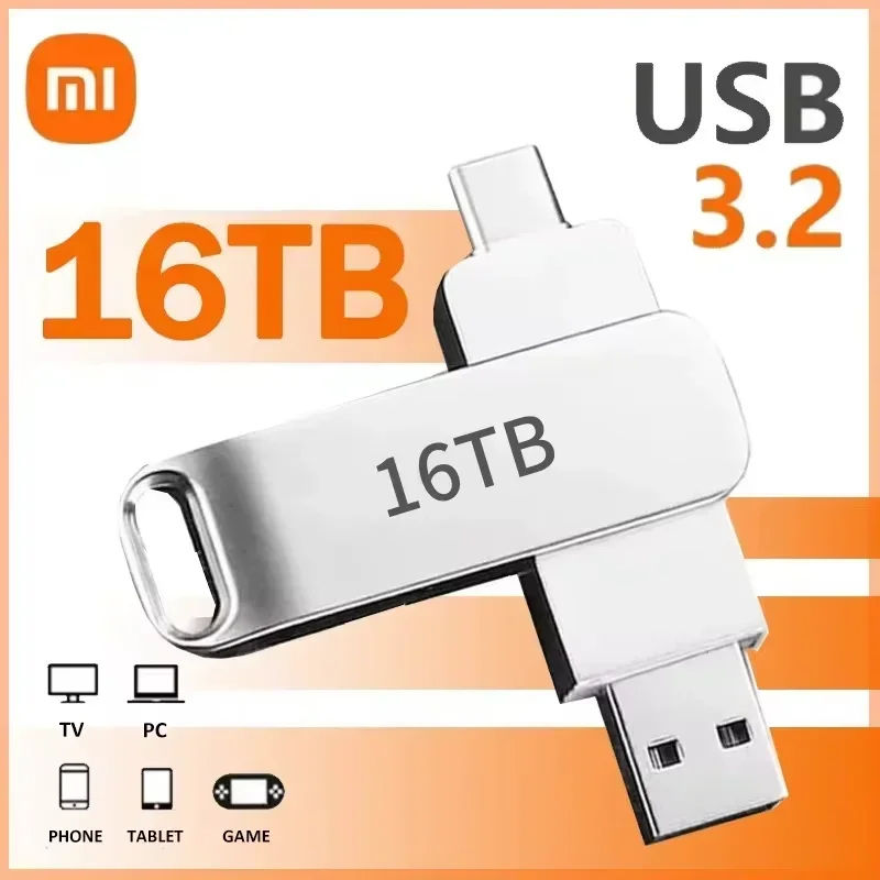 Thumbnail: Xiaomi USB 3.2 16TB USB Flash Drive Memory Type-C 2-In-1 8TB 4TB OTG Pendrive 2T