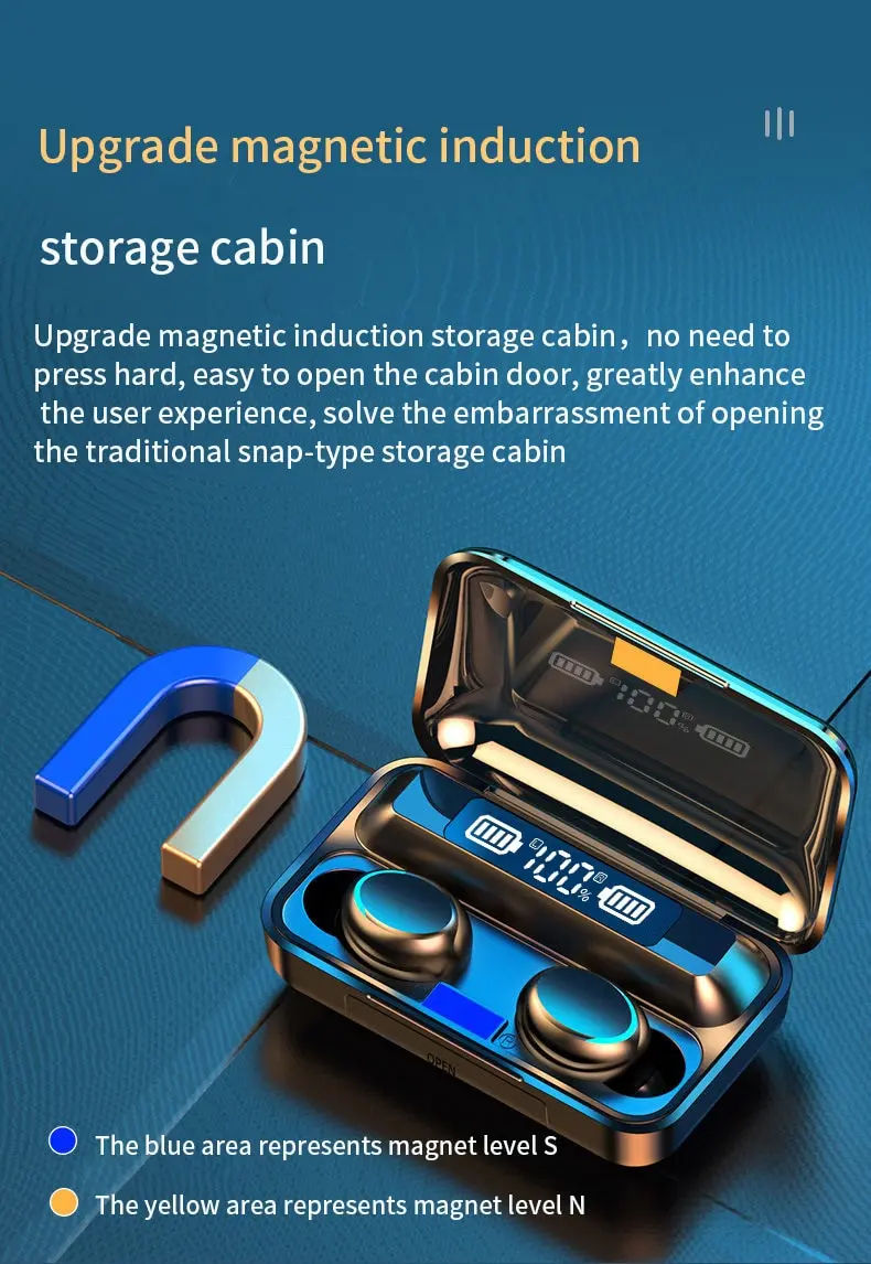 Thumbnail: F9 Wireless Bluetooth Headphones Tws Waterproof Earbuds Earphones Digital Displa