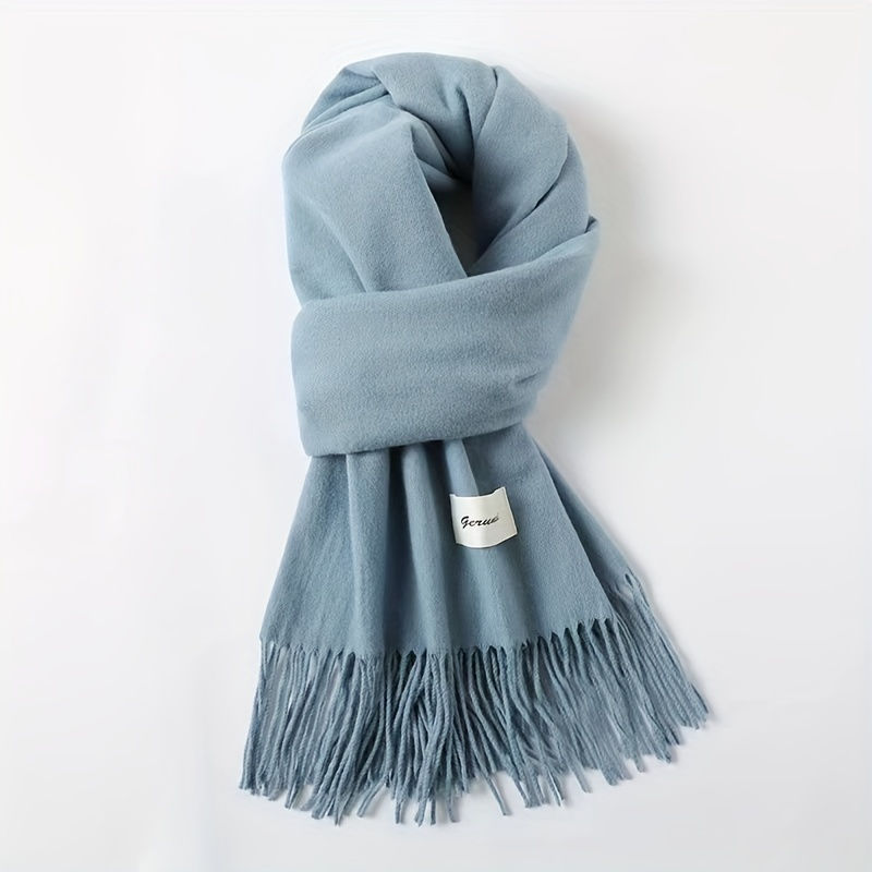 Thumbnail: Solid Color Tassel Scarf, Hand Wash Only, Elegant Fringe Shawl for Women, Fashio