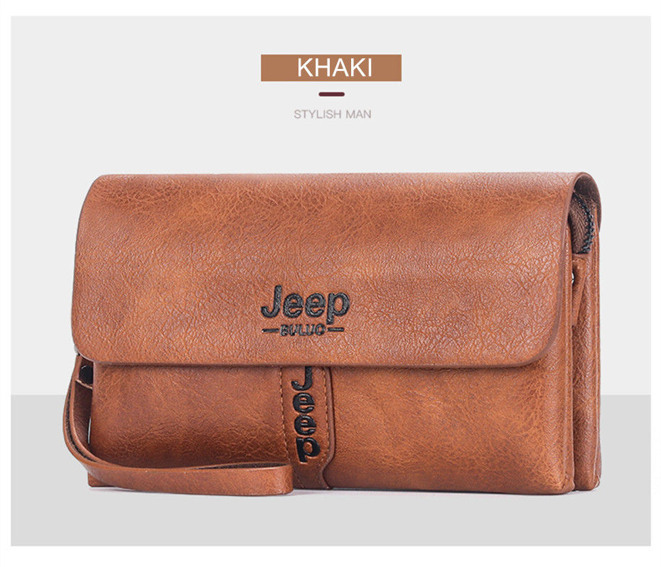 Thumbnail: JEEP BULUO Mens Wallet Clutch Bag PU Leather Coin Purse Long Fashion Business St