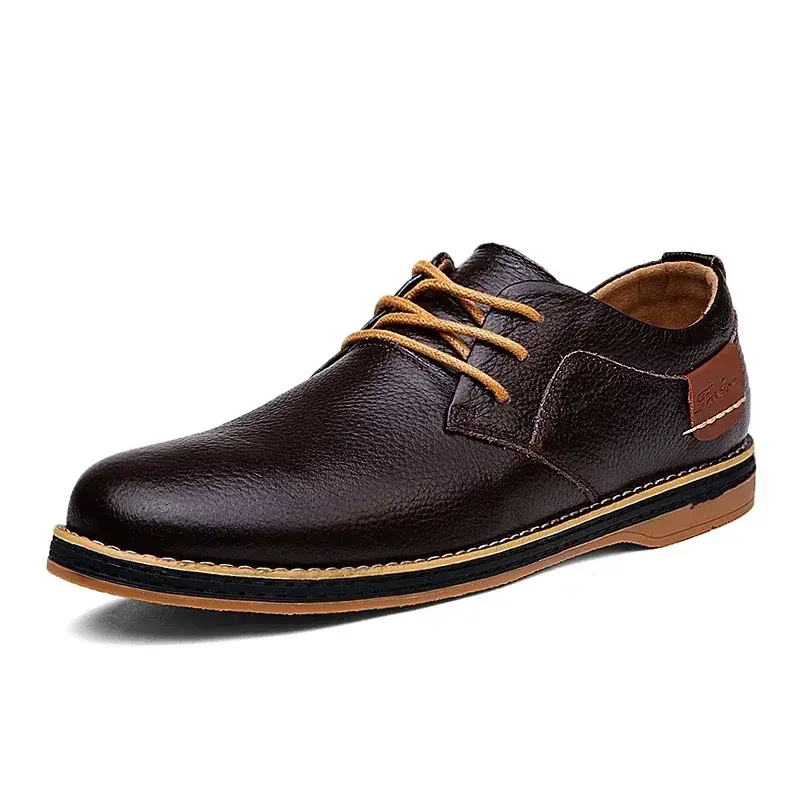 Thumbnail: Men Oxfords Genuine Leather Dress Shoes Brogue Lace Up Italian Mens Casual Shoes