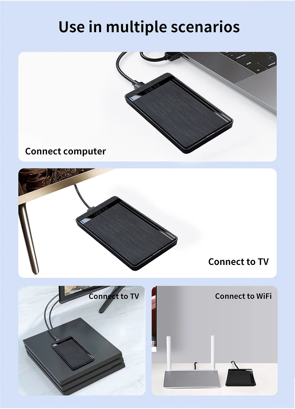 Thumbnail: 2.5" HDD Enclosure SATA to USB 3.0 External Mobile Hard Drive Case for Laptop PC