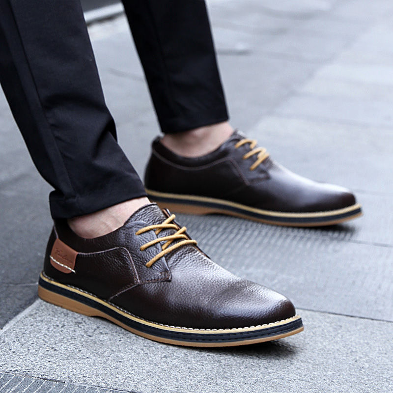 Thumbnail: Men Oxfords Genuine Leather Dress Shoes Brogue Lace Up Italian Mens Casual Shoes
