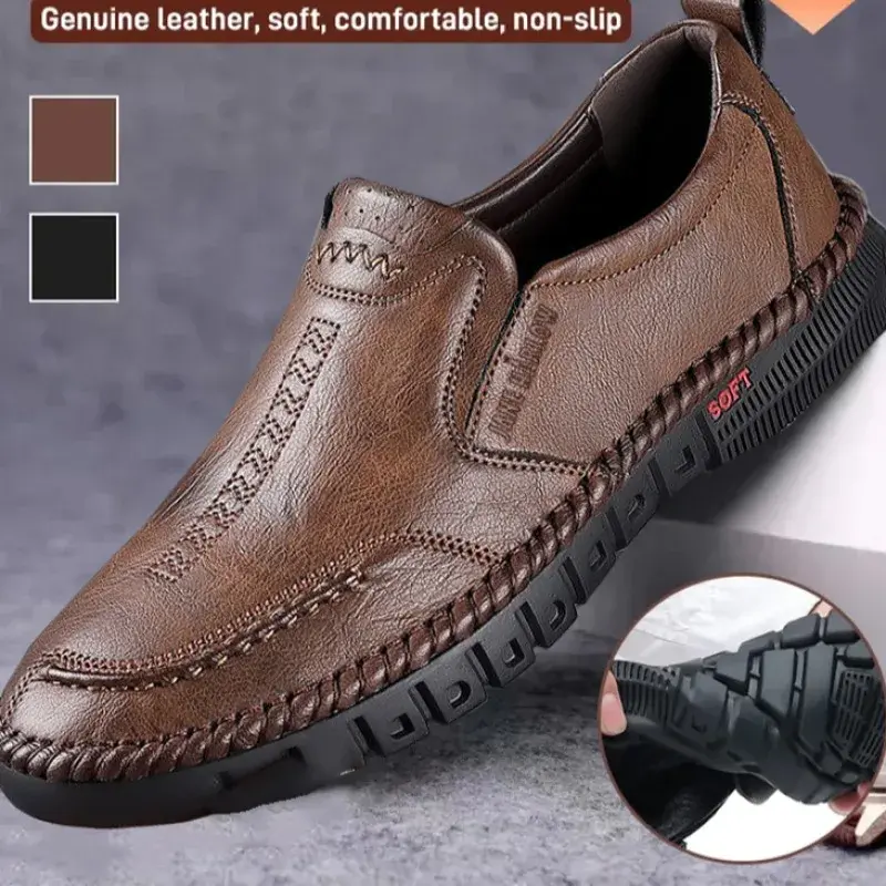 Men's Hand Stitched Genuine Leather Slip On Shoes Business Formal Occasion Weddi
