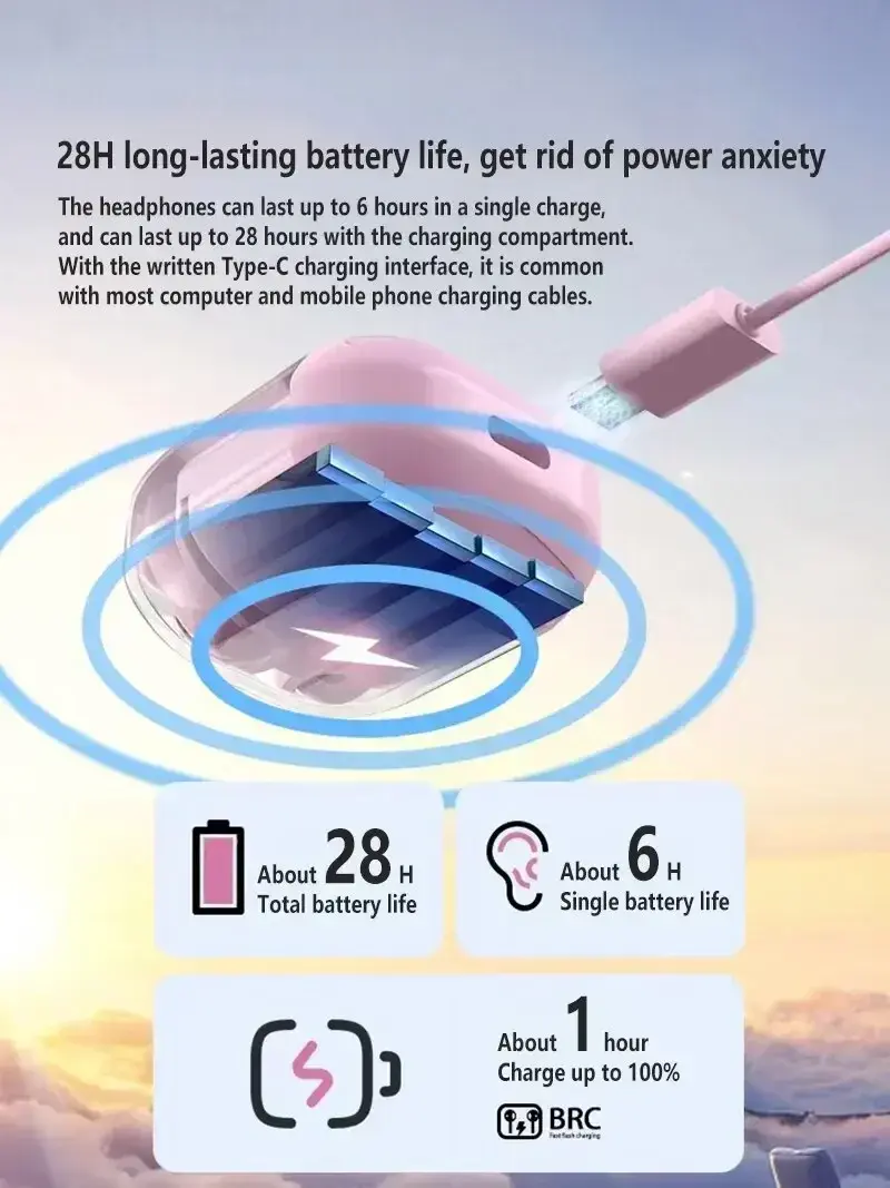 Thumbnail: Original T2 Wireless Bluetooth Earphone Transparent HIFI Headphones LED Power Di
