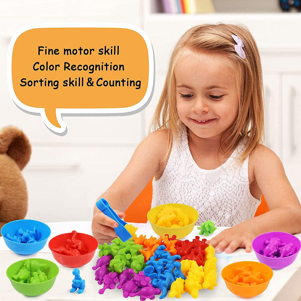 Thumbnail: Counting Dinosaur Toys Matching Games with Sorting Bowls Learning Activities for
