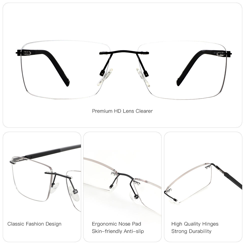 Thumbnail: BLUEMOKY Stylish Rimless Rectangle Prescription Glasses High-quality Anti Blue L