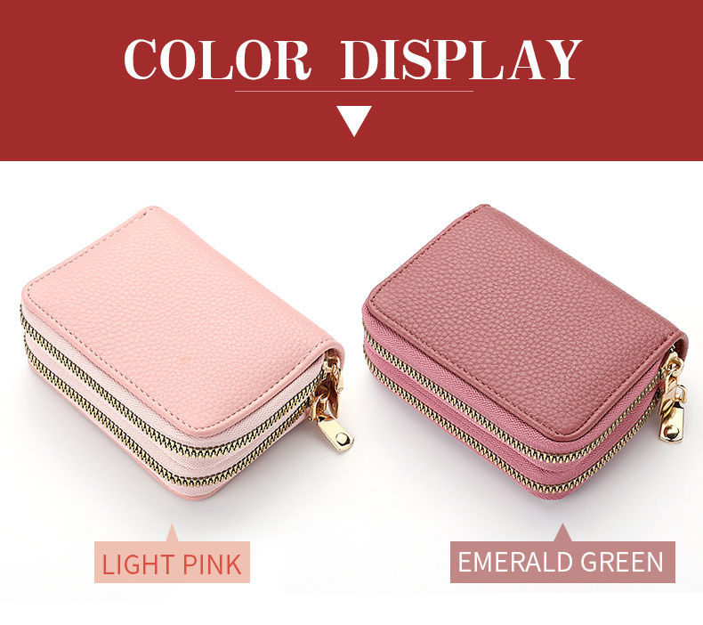 Thumbnail: Stylish Womens Double Zipper Wallet - Compact Short Card Holder with Large Capac