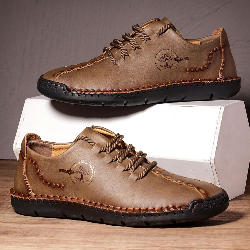Thumbnail: Mens Casual Shoes Sneakers Men Leather Handmade Shoes Comfortable High Quality L