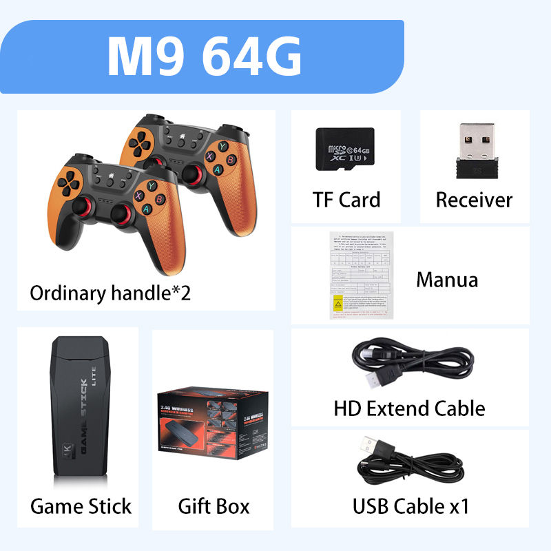 Thumbnail: M9 4K Retro Game Stick Video Game Console 64GB 30000 Games with 2.4G Double Wire