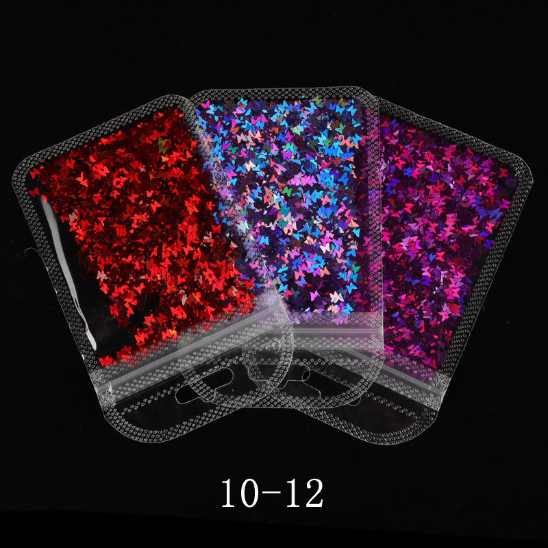 Thumbnail: Holographic Butterfly Heart Nail Art Glitter Micro Laser Star Flakes 3D Sequins 